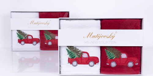 Gift wrapping towels Red car