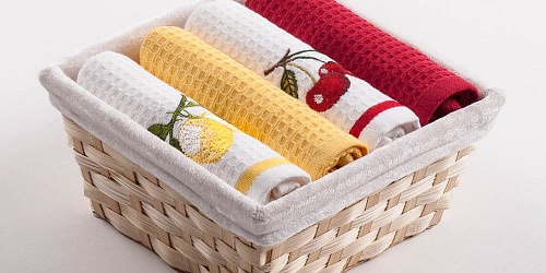 Basket with towels Lemons - Cherry
