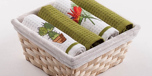 Basket with towels Cactus - Tropic