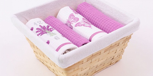 Basket with towels Levandule - Motýli
