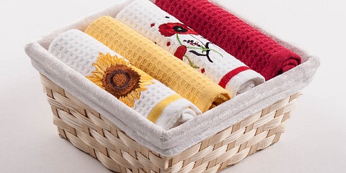 Basket with towels Sunflower - Poppies