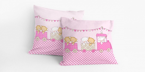 Pillowcase Fairytale Train Pink