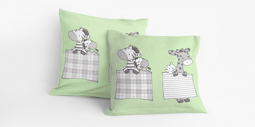 Pillowcase Sleeping ZOO green