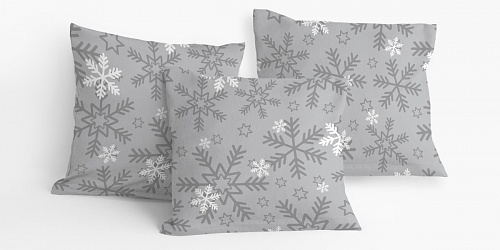 Pillowcase Snowflakes grey
